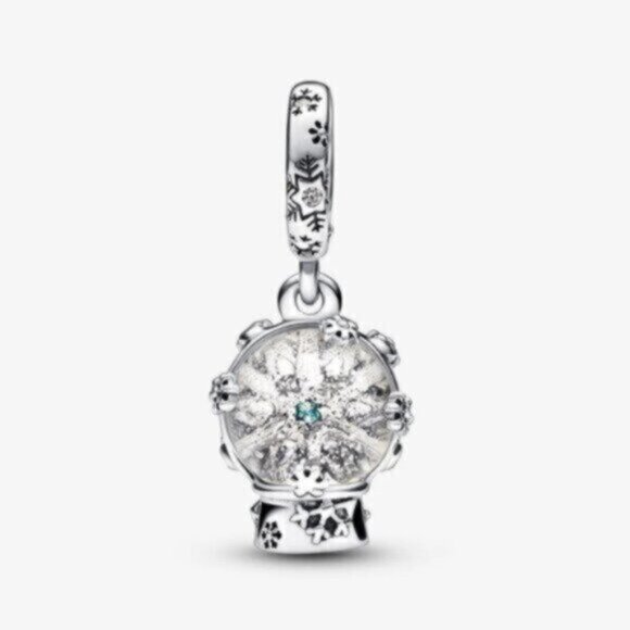PANDORA Snowflake Snow Globe Dangle Charm - Picture 1 of 3
